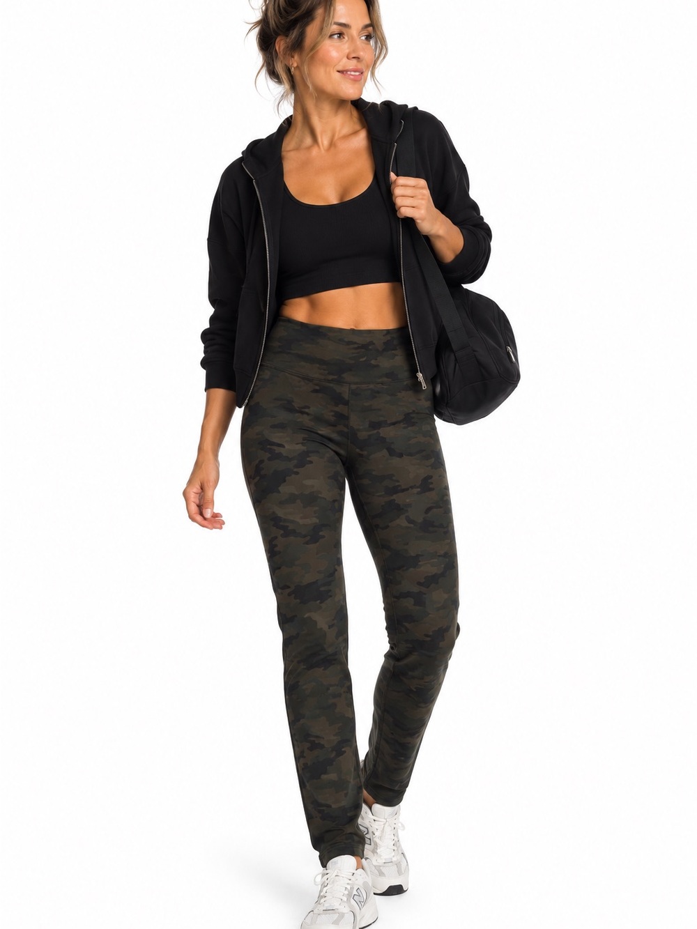 SPANX Olive Camo High Rise Leggings S Shaping Compression Stretch Activewear
